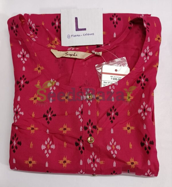 Dark Pink Siyahi Sidecut Kurti with 3/4th Sleeves