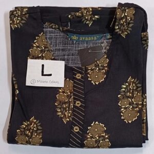 Avaasa black kurti with floral prints