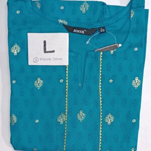 light blue rayon sidecut kurti with 3/4th sleeves