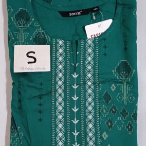 Green Embroidered Kurta-Size-S