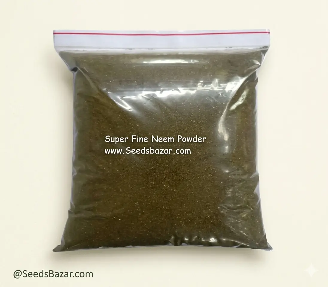 Applying organic neem powder to potting mix for root pest defense